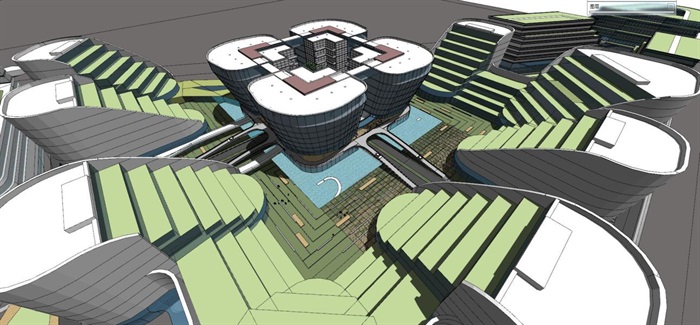 绿地虹桥会展中心项目建筑方案SU模型(1)
