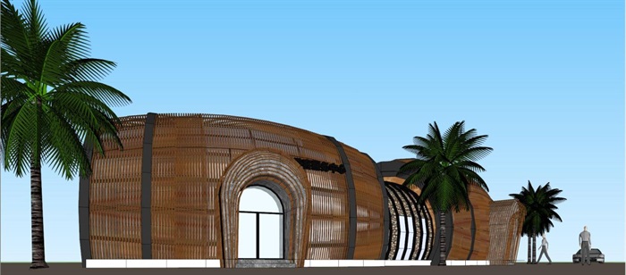 游客服务中心单体建筑SU模型(3)
