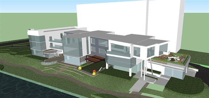 带屋顶花园办公楼景观设计方案SU模型(2)