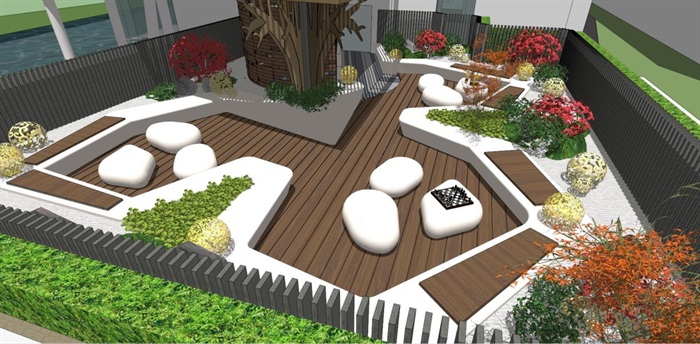 带屋顶花园办公楼景观设计方案SU模型(4)