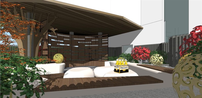 带屋顶花园办公楼景观设计方案SU模型(12)