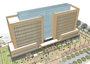 现代风格政府办公楼建筑方案SU(草图大师)模型