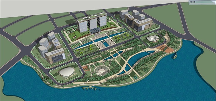 现代风格本溪市民中心政府办公大楼SU模型（附CAD建筑平立剖面）(5)