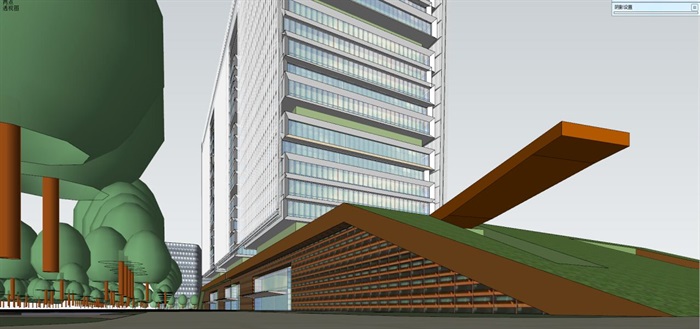 现代风格本溪市民中心政府办公大楼SU模型（附CAD建筑平立剖面）(8)