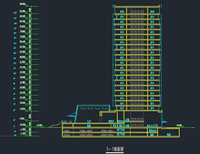 现代风格本溪市民中心政府办公大楼SU模型（附CAD建筑平立剖面）(15)