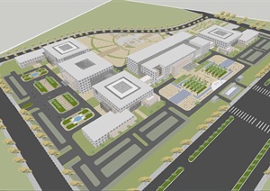 现代风格哈南国际开发总部办公中心SU(草图大师)模型