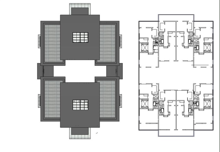 新古典风格八合院办公楼SU模型(9)