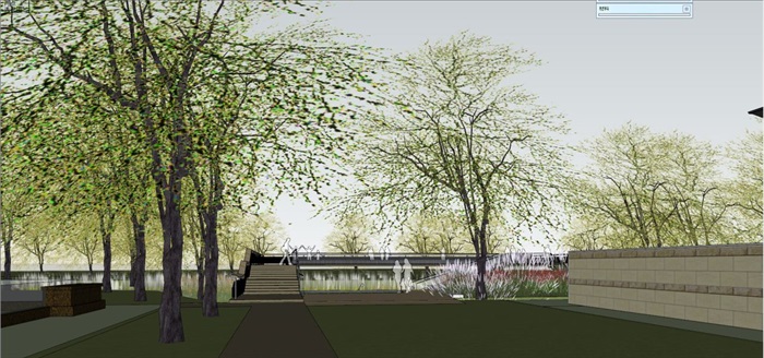 现代风格滨河别墅区与会所景观设计SU模型(4)