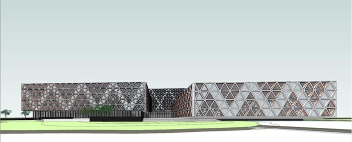 现代风格图书馆建筑方案SU模型(5)