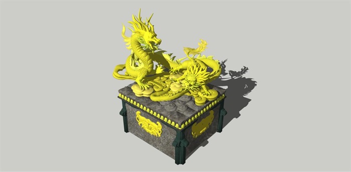 中国龙+麒麟雕塑SU模型(8)