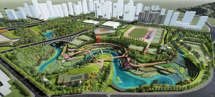现代大型山地体育公园景观方案SU模型(3)