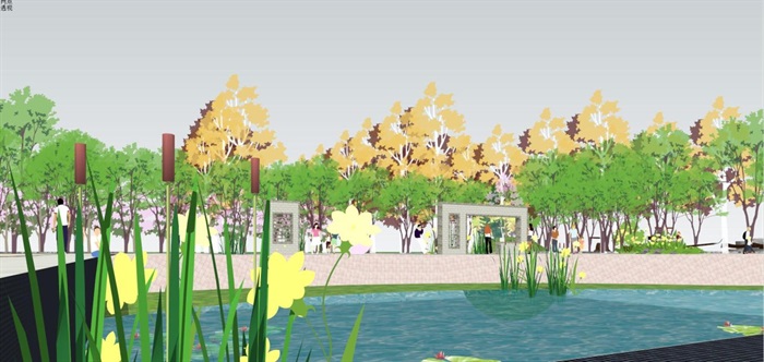 现代风格休闲公园景观设计方案SU模型(9)