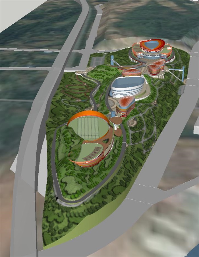 山体体育公园景观设计方案SU模型(10)