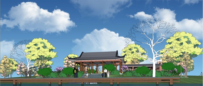 滨湖公园景观设计方案SU模型(5)