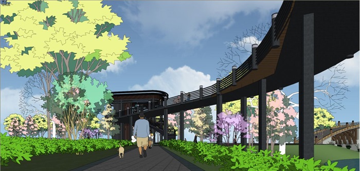 滨湖公园景观设计方案SU模型(6)