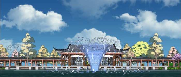 滨湖公园景观设计方案SU模型(8)