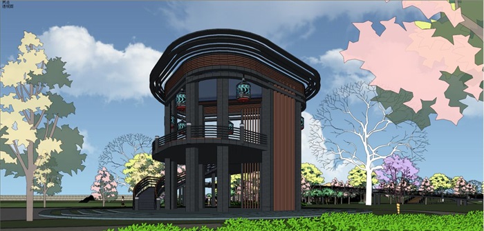 滨湖公园景观设计方案SU模型(9)