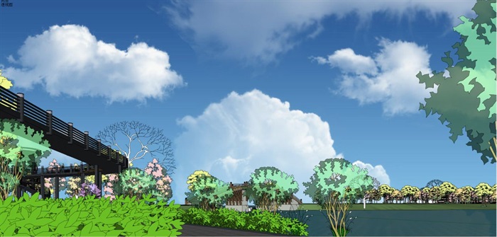 滨湖公园景观设计方案SU模型(14)