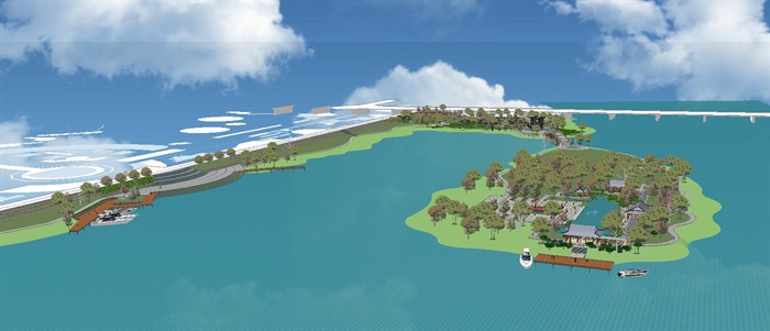 滨湖公园景观设计方案SU模型(15)