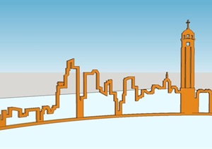 4个商业街景观小品元素SU(草图大师)模型