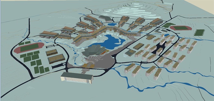 红河技师学院建筑规划设计方案SU模型(1)