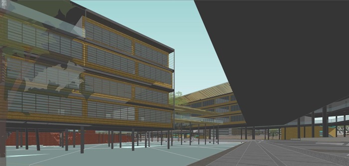 红河技师学院建筑规划设计方案SU模型(6)