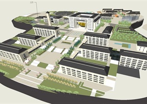 现代风格大学校园建筑规划方案SU(草图大师)模型
