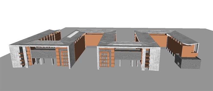 现代风格教学楼建筑方案SU模型(4)