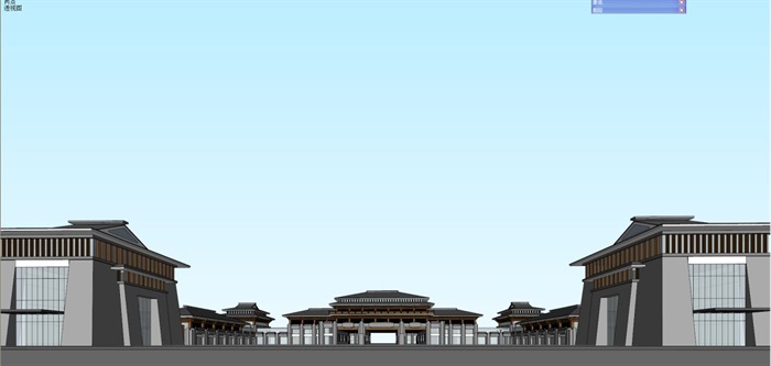 汉唐风古典中式商业街SU模型(12)