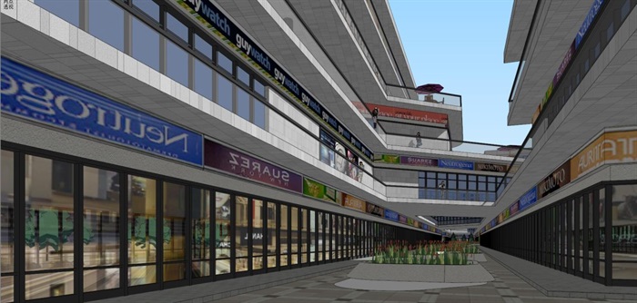 现代风格商业街项目SU模型(6)