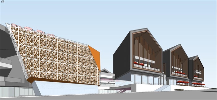 远洋地产现代风格山地商业街项目SU模型(3)