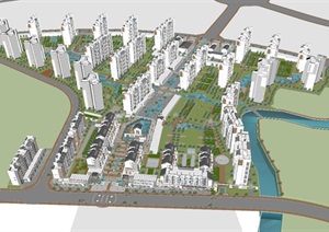 青岛板桥镇现代中式洋房 商业 高层项目SU(草图大师)模型