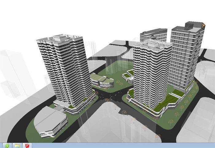龙湖现代风格商业+办公+住宅项目SU模型(1)