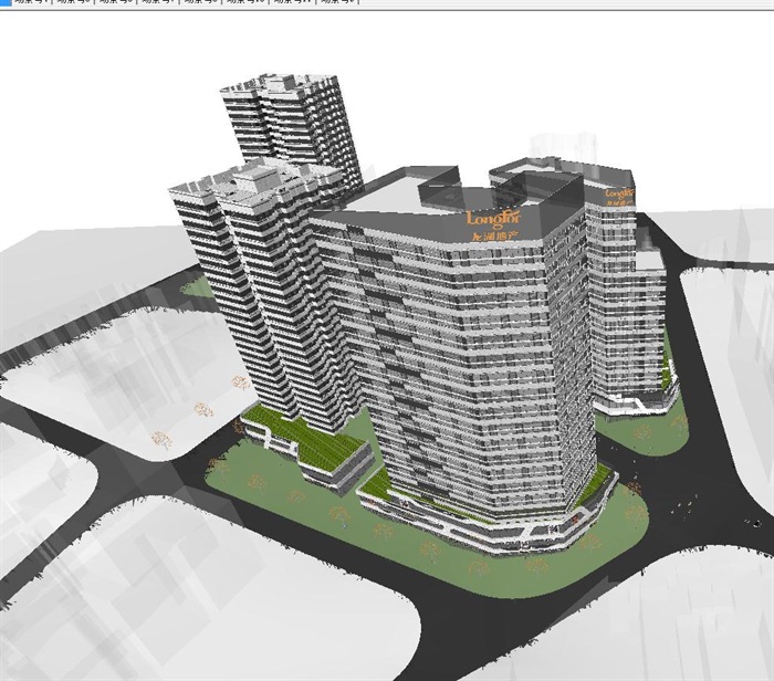 龙湖现代风格商业+办公+住宅项目SU模型(4)