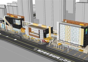 现代风格南京奥体新城商业项目SU(草图大师)模型