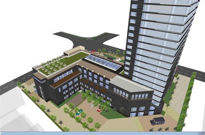 湖州市商业银行大厦建筑方案SU模型(1)