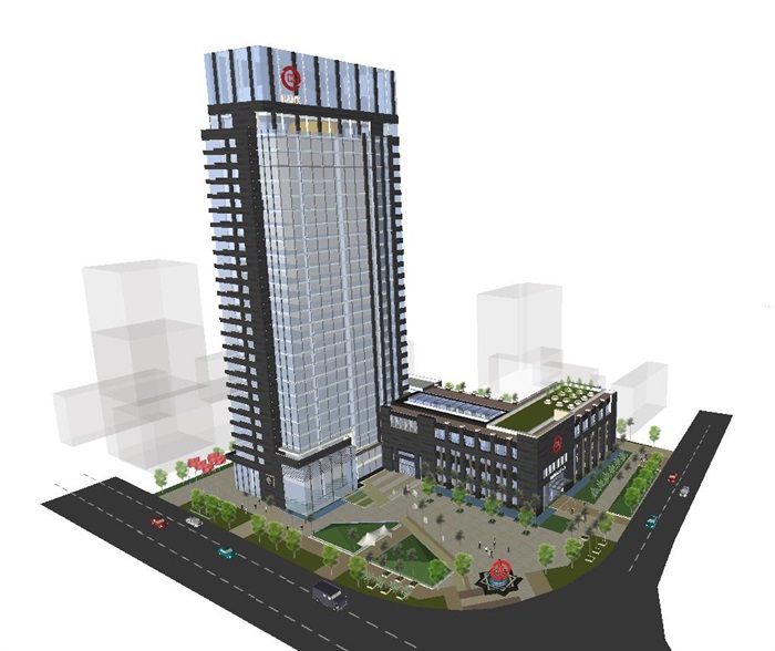 湖州市商业银行大厦建筑方案SU模型(5)