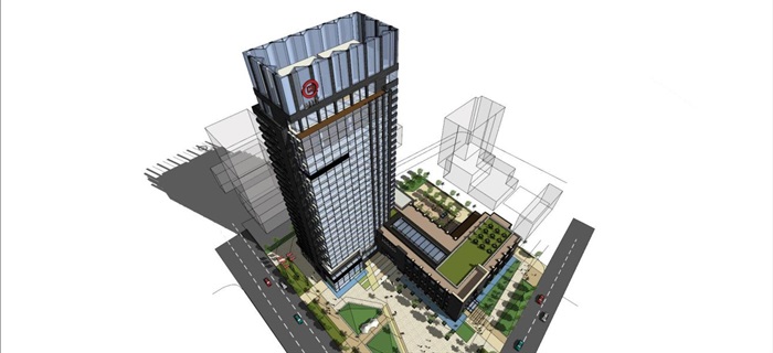 湖州市商业银行大厦建筑方案SU模型(6)
