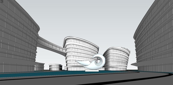 郑州港区会展城绿地商业+办公项目建筑方案SU模型(9)