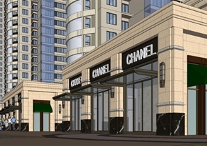 新古典沿街商业+高层住宅项目SU(草图大师)模型