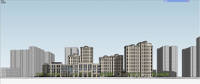 新古典沿街商业+高层住宅SU模型(8)
