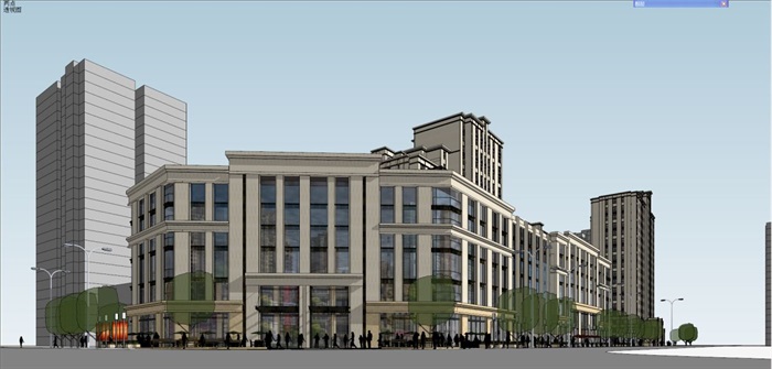 新古典沿街商业+高层住宅SU模型(9)