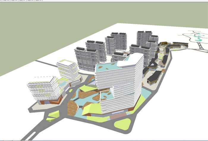 现代风格居住区+商业项目SU模型(1)