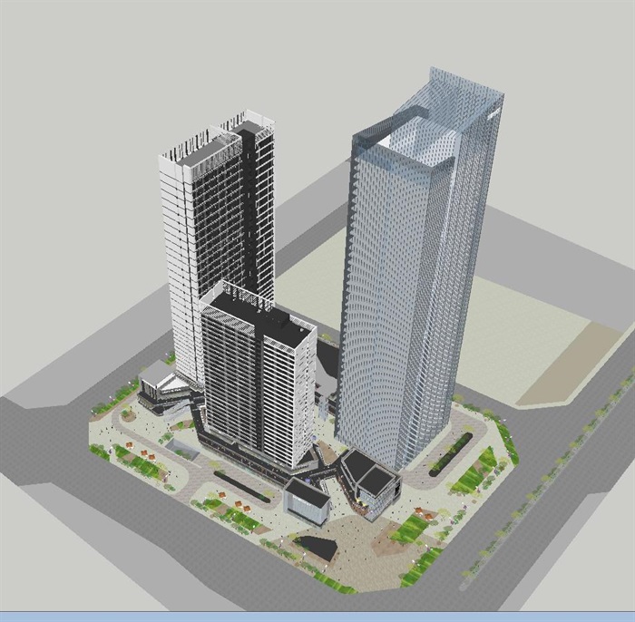 现代风格公寓+商业+写字楼项目SU模型(8)