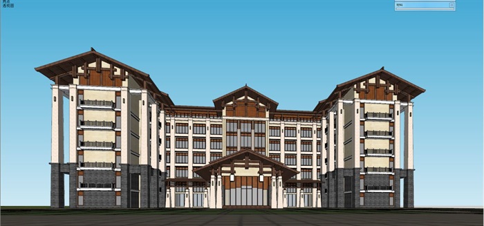 东南亚风格度假酒店方案SU模型(8)