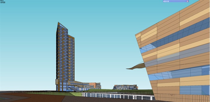 常州平港星苑现代塔式高层酒店+沿街商业综合体SU模型（附CAD平面图）(6)