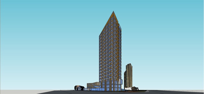 常州平港星苑现代塔式高层酒店+沿街商业综合体SU模型（附CAD平面图）(11)
