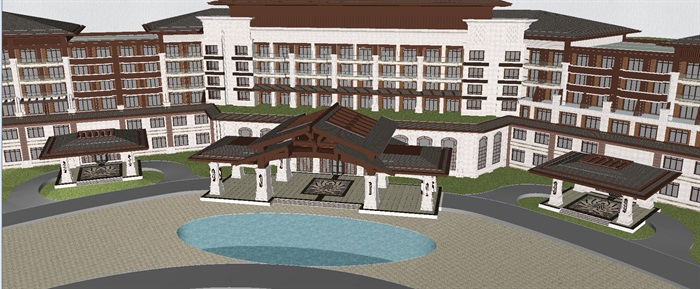 东南亚风格大酒店建筑方案SU模型(1)
