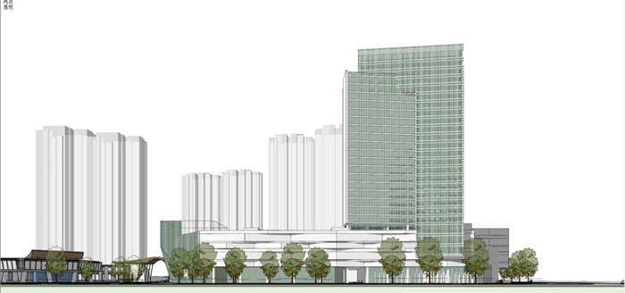 2个现代风格高层酒店建筑方案SU模型(6)