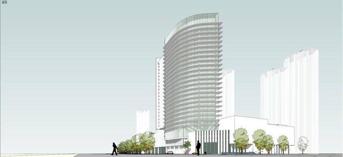 2个现代风格高层酒店建筑方案SU模型(10)